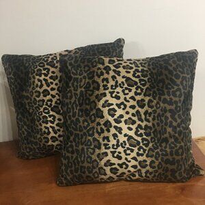 Leopard Print Faux Fur Decorative Throw Pillows (Set of 2)